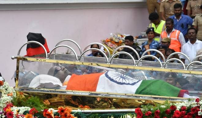 M. Karunanidhi laid to rest beside his mentor Annadurai at the Marina