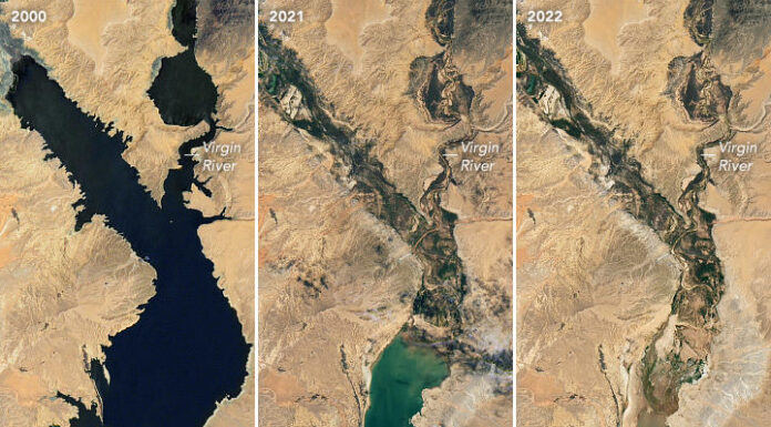 NASA satellite images show how much Lake Mead has receded since 2000