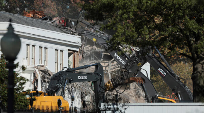 Trump waltzes into ballroom controversy with ‘two geniuses’ and an East Wing demolition