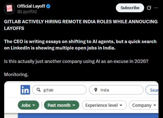 GitLab to lay off 30% staff to invest in AI, starts hiring for over 20 roles in India